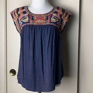 THML Embroidered Short Sleeve Top Small